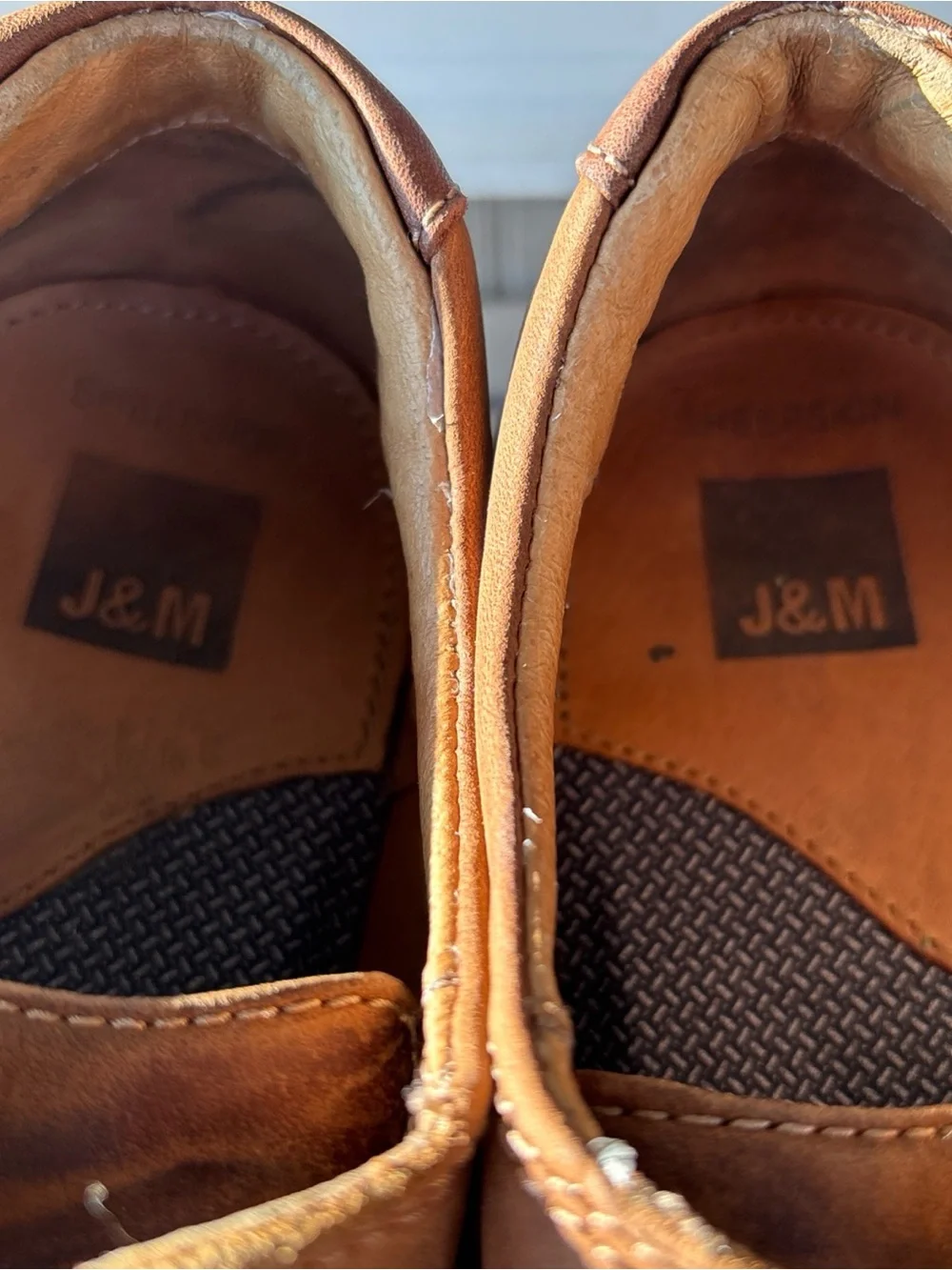 Johnston & Murphy Brown Tan Sheepskin Leather Derby Shoes 10.5 M